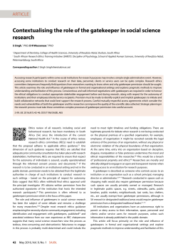 Contextualising the role of the gatekeeper in social science research