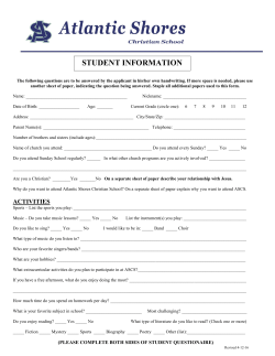 Student Information Sheet - Atlantic Shores Christian School