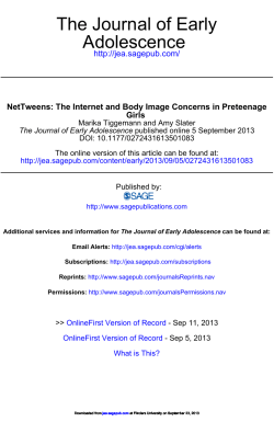 The Internet and Body Image Concerns in Preteenage