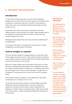 Planning for Profit - chapter 8: Weaner management