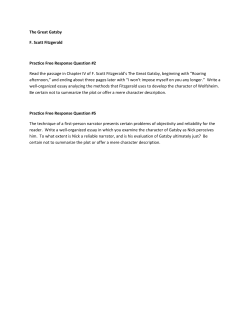 The Great Gatsby F. Scott Fitzgerald Practice Free Response