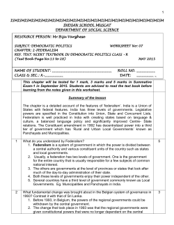 Class X Social Studies Ch 02 Fedralism 2015