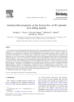 Antimicrobial properties of the Escherichia coli R1 plasmid host