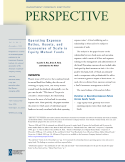 Operating Expense Ratios, Assets, and Economies of Scale in