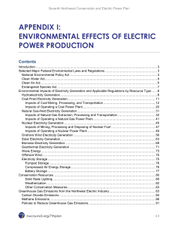 APPENDIX I: ENVIRONMENTAL EFFECTS OF ELECTRIC POWER