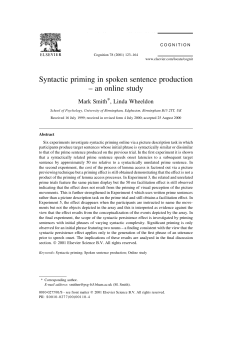 Syntactic priming in spoken sentence production