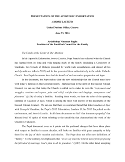 PRESENTATION OF THE APOSTOLIC EXHORTATION AMORIS