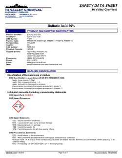 Sulfuric Acid 50% - Hi Valley Chemical Acid MSDS`s Page
