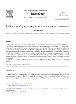 Brief report: Coping among Austrian children and adolescents