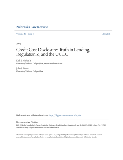 Credit Cost Disclosure: Truth in Lending, Regulation Z, and the UCCC