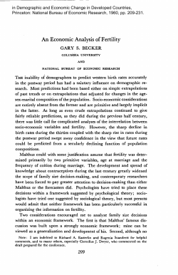 An Economic Analysis of Fertility