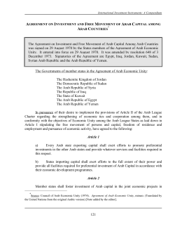 agreement on investment and free movement of arab capital among