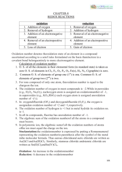 CHAPTER-8 REDOX REACTIONS oxidation reduction 1. Addition of