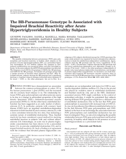 The BB-Paraoxonase Genotype Is Associated with Impaired