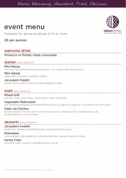 event menu - Tabun Kitchen