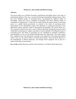 Democracy, intervention and liberal strategy. Abstract: The article