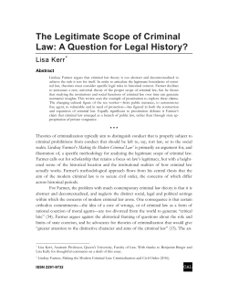 The Legitimate Scope of Criminal Law: A Question for Legal History?