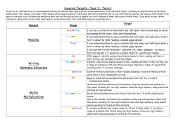 Layered Targets &ndash; Year 3 &ndash; Term 1 Reading Writing Sentence