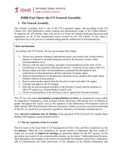 ISHR Fact Sheet: the UN General Assembly