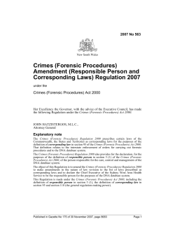 Crimes (Forensic Procedures) Amendment (Responsible Person