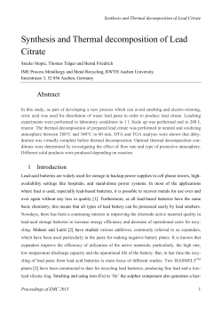 Synthesis and Thermal decomposition of Lead Citrate - RWTH