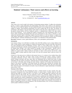 Students` nicknames: Their sources and effects on learning