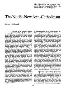 The Not So New Anti-Catholicism