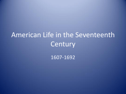 American Life in the Seventeenth Century