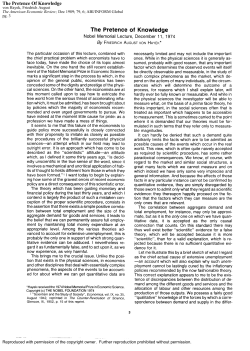 The Pretence Of Knowledge