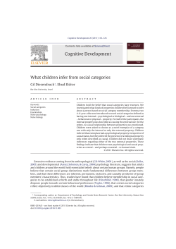 Cognitive Development What children infer from social categories