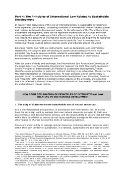 Part 4: The Principles of International Law Related to Sustainable