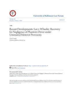 Lee v. Wheeler: Recovery for Negligence of Phantom Driver under
