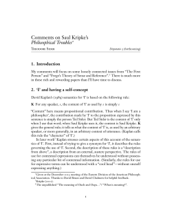 Comments on Saul Kripke`s Philosophical Troubles