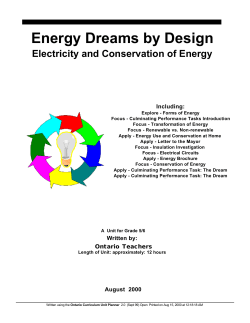 Energy Dreams by Design Electricity and Conservation of Energy