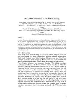 Pull Out Characteristics of Soil Nails in Pahang - Jurnal Intelek