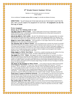 Honors ELA Summer Assignments Grade 8