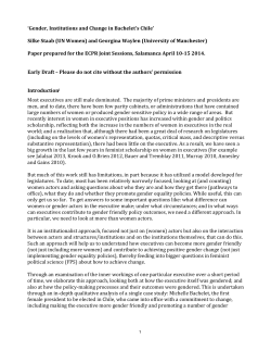 Gender, Institutions and Change in Bachelet`s Chile