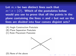 Let m,n be two distinct lines such that m n n = 1Ol. Which of the