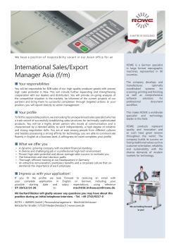 International Sales/Export Manager Asia (f/m)