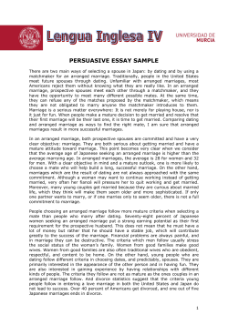 PERSUASIVE ESSAY SAMPLE