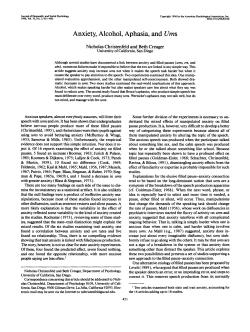 Anxiety, Alcohol, Aphasia, and Urns - UCSD Psychology