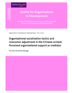 Organizational socialization tactics and newcomer