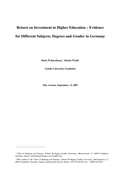 Return on Investment in Higher Education &ndash; Evidence for Different