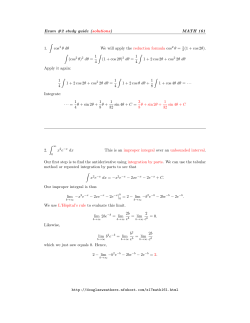 Exam #2 study guide (solutions) MATH 161 1. &int; cos4 &theta; d&theta; We will