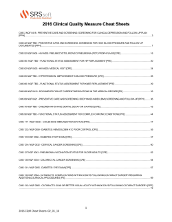 2016 Clinical Quality Measure Cheat Sheets