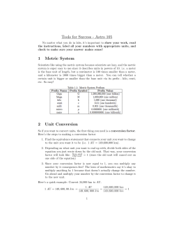 Tips on unit conversions and other things
