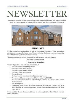 Autumn Newsletter 2014 - Lincoln House Surgery