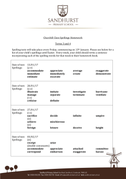 Churchill Class Spellings Homework Terms 3 and 4 Spelling tests