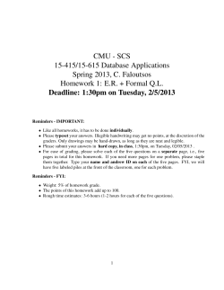CMU - SCS 15-415/15-615 Database Applications Spring 2013, C