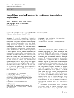 Immobilized yeast cell systems for continuous fermentation